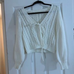 White Cable Knit Cardigan
